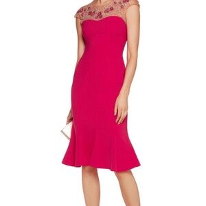 Marchesa Fuchsia Embellished Midi Dress